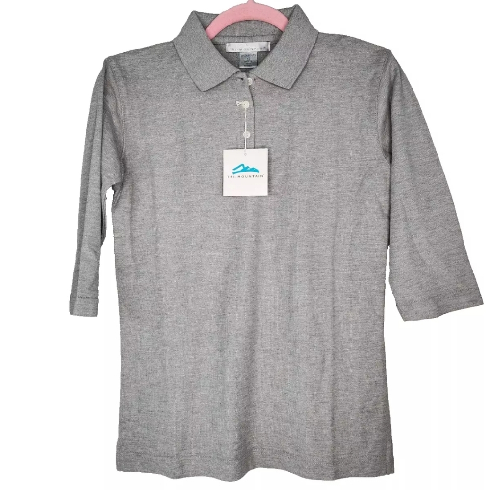 Tri-Mountain Aurora 601 Three Button Placket Golf Shirt In Gray Size XS